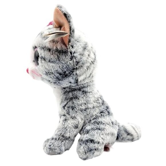 2/$15 Ty Beanie Boos Plush Gray 9" Glitter Eyes Tabby Kitten Tag 2016 Kiki Cat - Picture 3 of 11